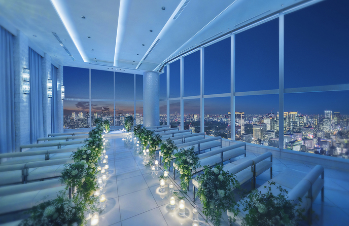 キャンドルを浮かべてロマンチックなセレモニー