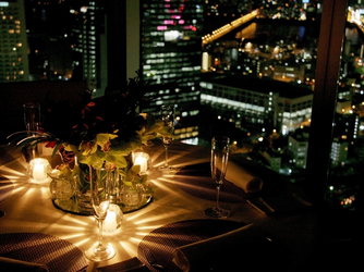 パノラマ写真のような窓からは、東京の街を見渡せる