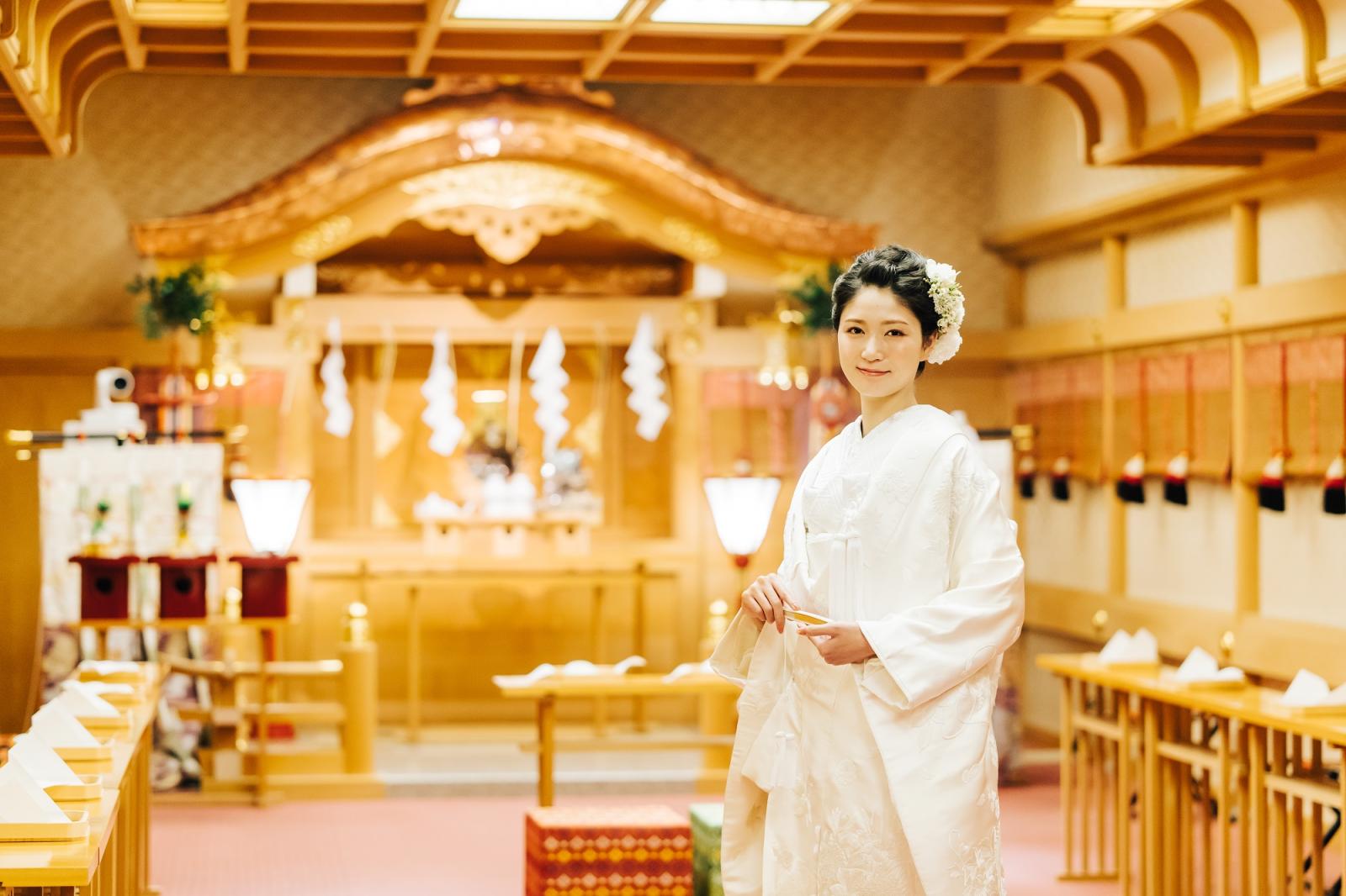 縁結びの出雲大社をお祀りする神殿「慶雲殿」。ホテルにある3つの神殿の中でも厳かな雰囲気の神殿