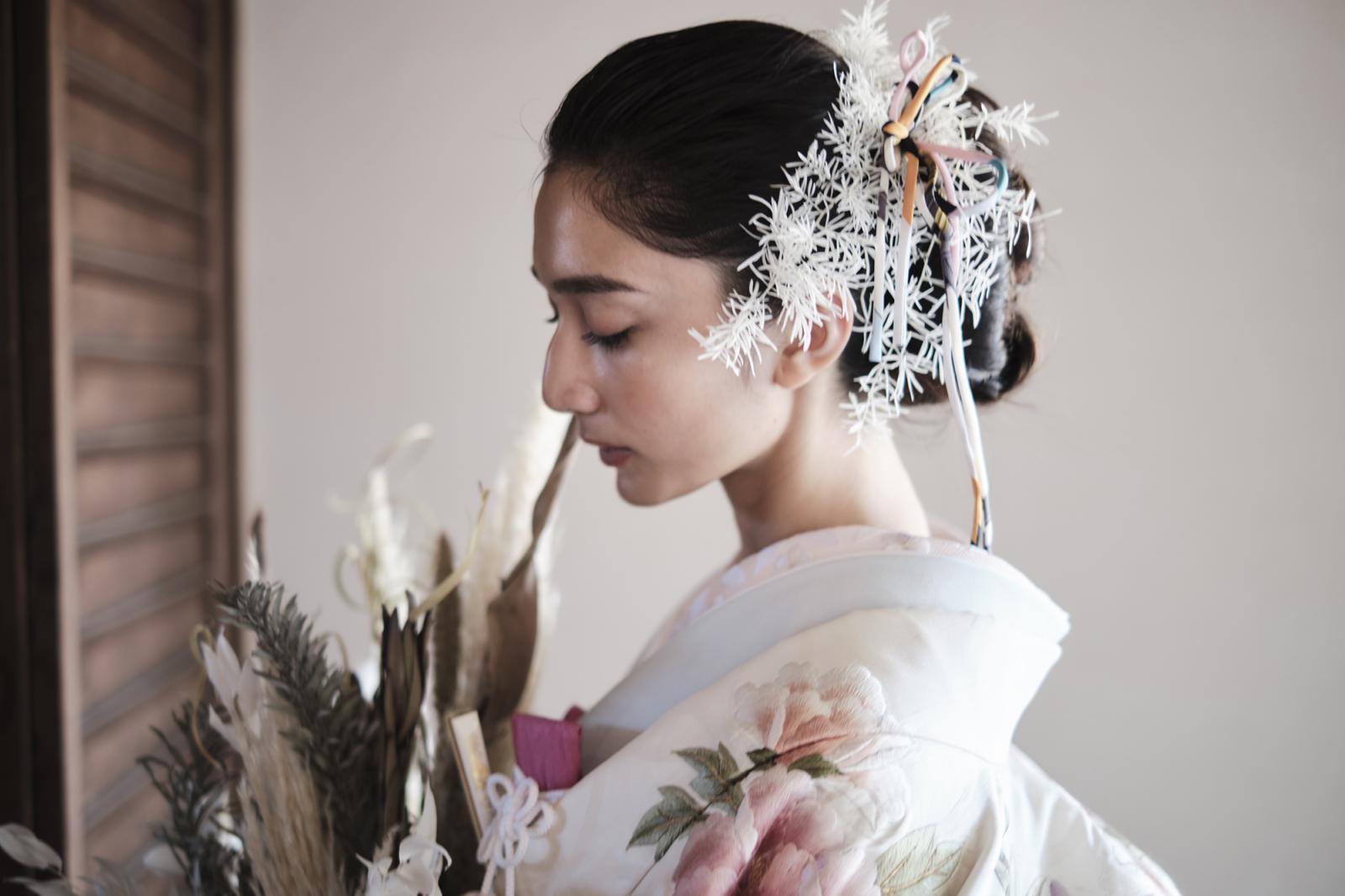 和装に合うヘアスタイルやブーケもオリジナルで作成します