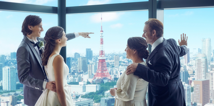 チャペルや控室からも東京のランドマークを眺めることのできる当館。大切な家族やゲストと当日に見る空や景色は忘れられない想い出に。