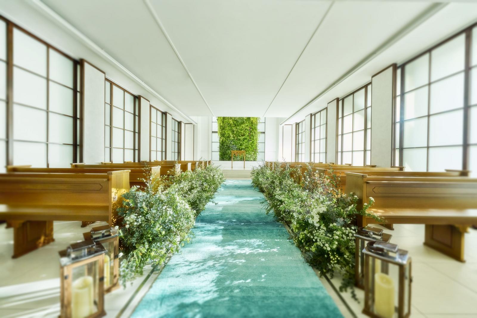 写真映えする館内チャペルは前撮りでも人気