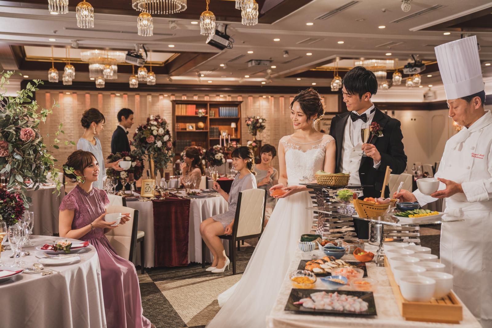 「　お茶漬けブッフェ　」コースの締めに誰もがホッとできるような温かいお料理を