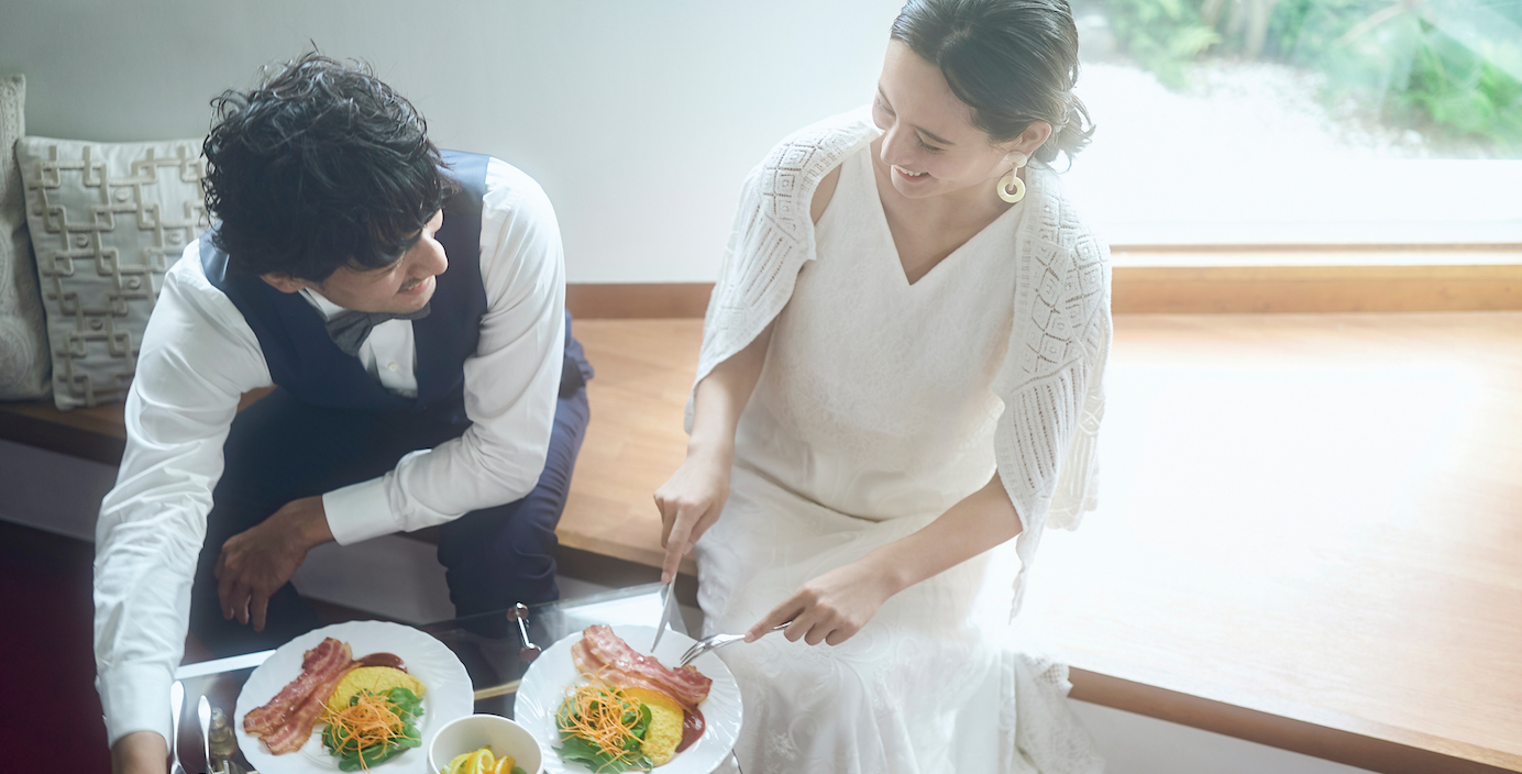 結婚式の当日、近くで聞こえる静かな波音が少しの緊張をほぐしてくれる