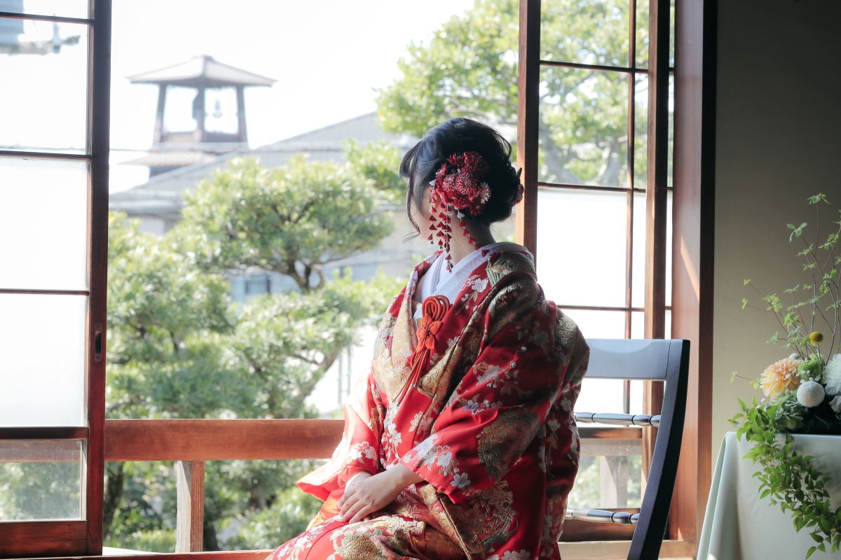 挙式会場からは川越のシンボル"時の鐘"を眺めることができる。