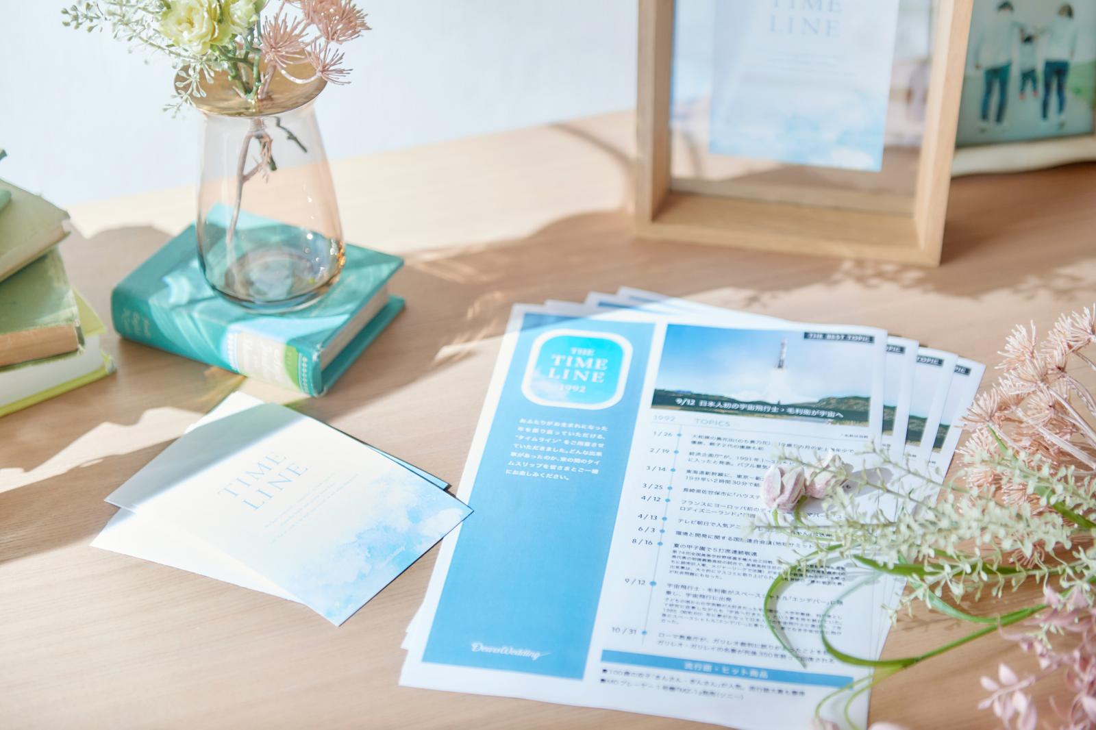 ◆タイムライン◆おふたりが生まれた’’誕生月の新聞’’をご用意。挙式前の時間も特別なお時間へ