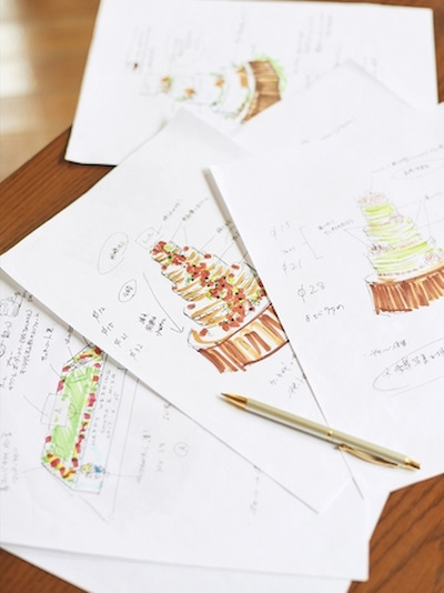 それぞれの新郎新婦に合わせてウェディングケーキのデッサンをするこだわり