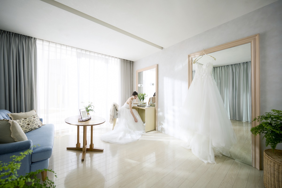 《新郎新婦専用ブライズルーム》1日中貸切なので結婚式がおわったあともゆっくり過ごせるのが魅力