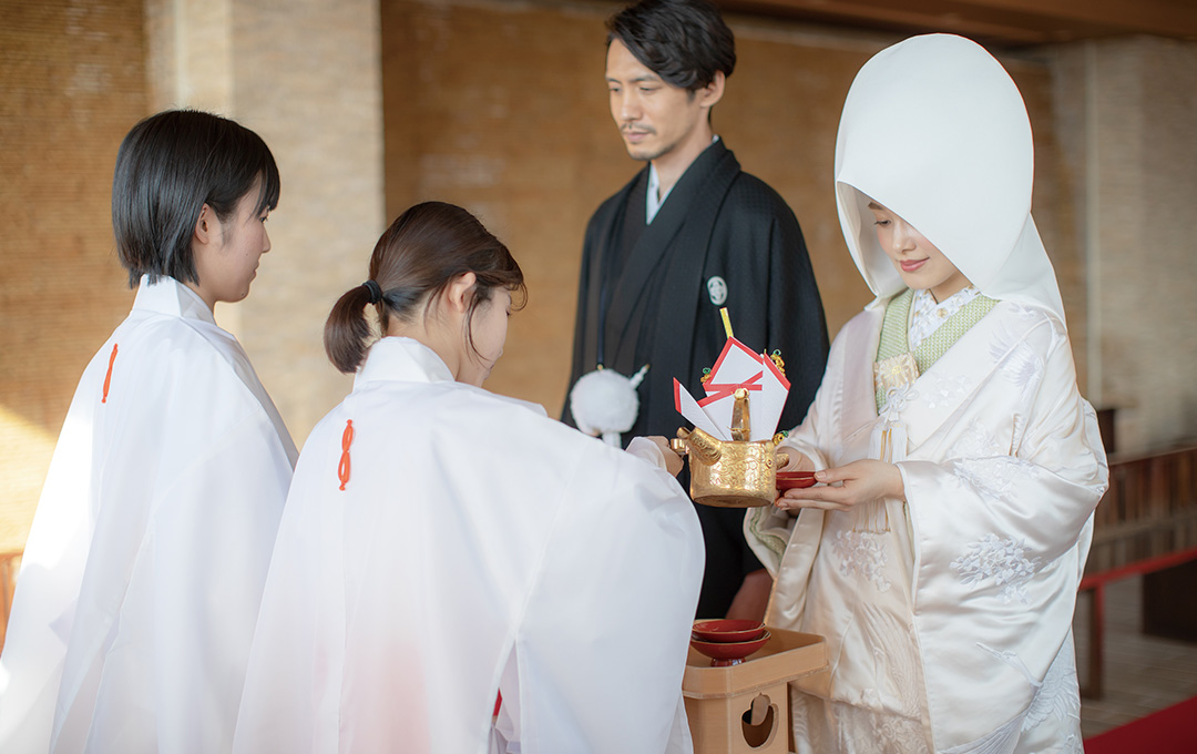 館内では伝統的な神前式も可能。たくさんのゲストに式を見守ってもらえる