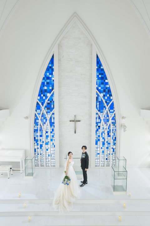 ル・クレア自慢の独立型チャペルは圧巻のスケール感が魅力！ゲストに驚きと感動を与えます！