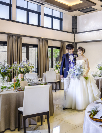 3つの邸宅全てが横型スタイルでご案内★全ゲストとの距離を近く楽しめる1日を！