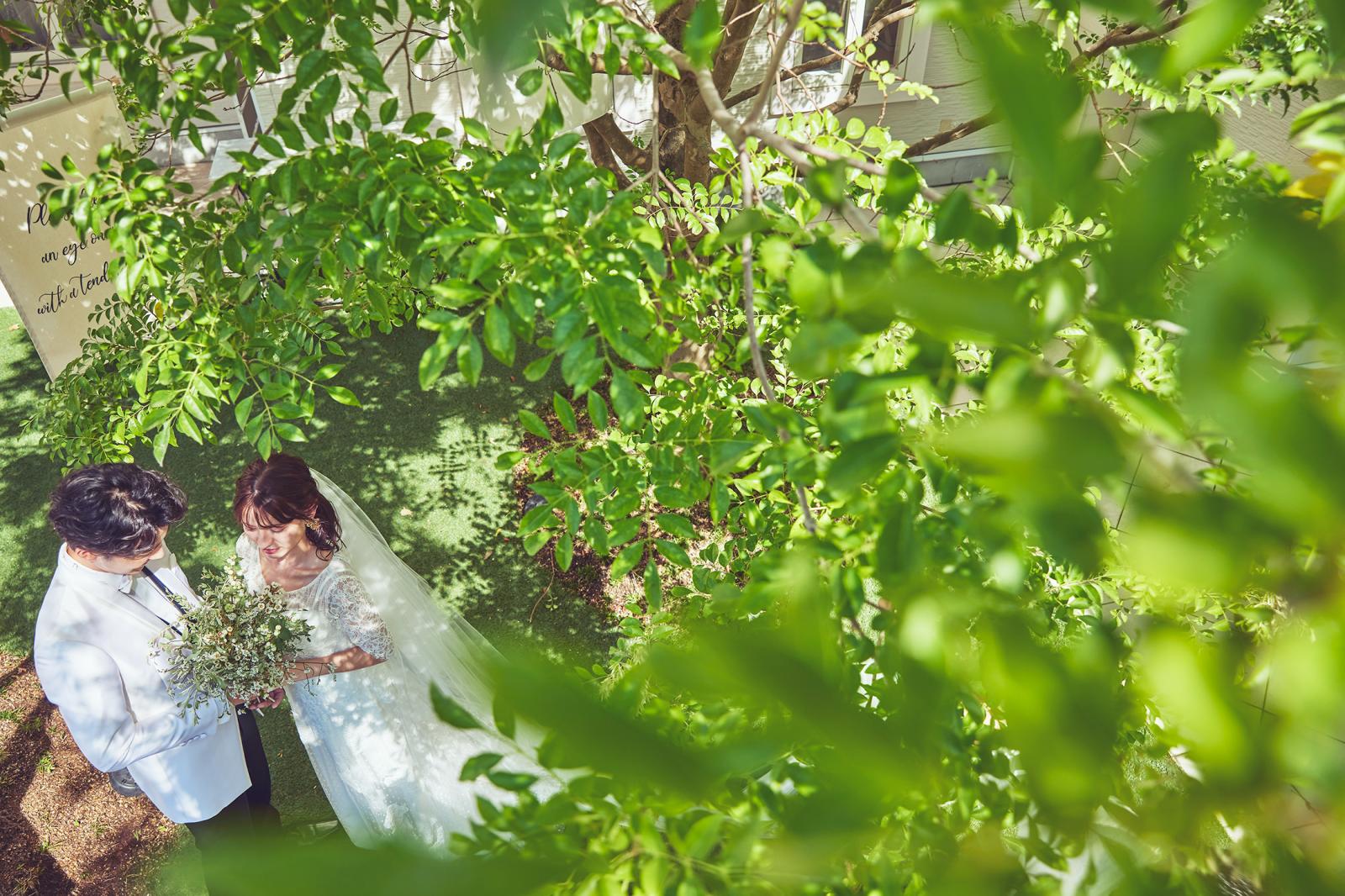 グリーンに囲まれたナチュラルな空間。秋には紅葉で雰囲気も変わる。