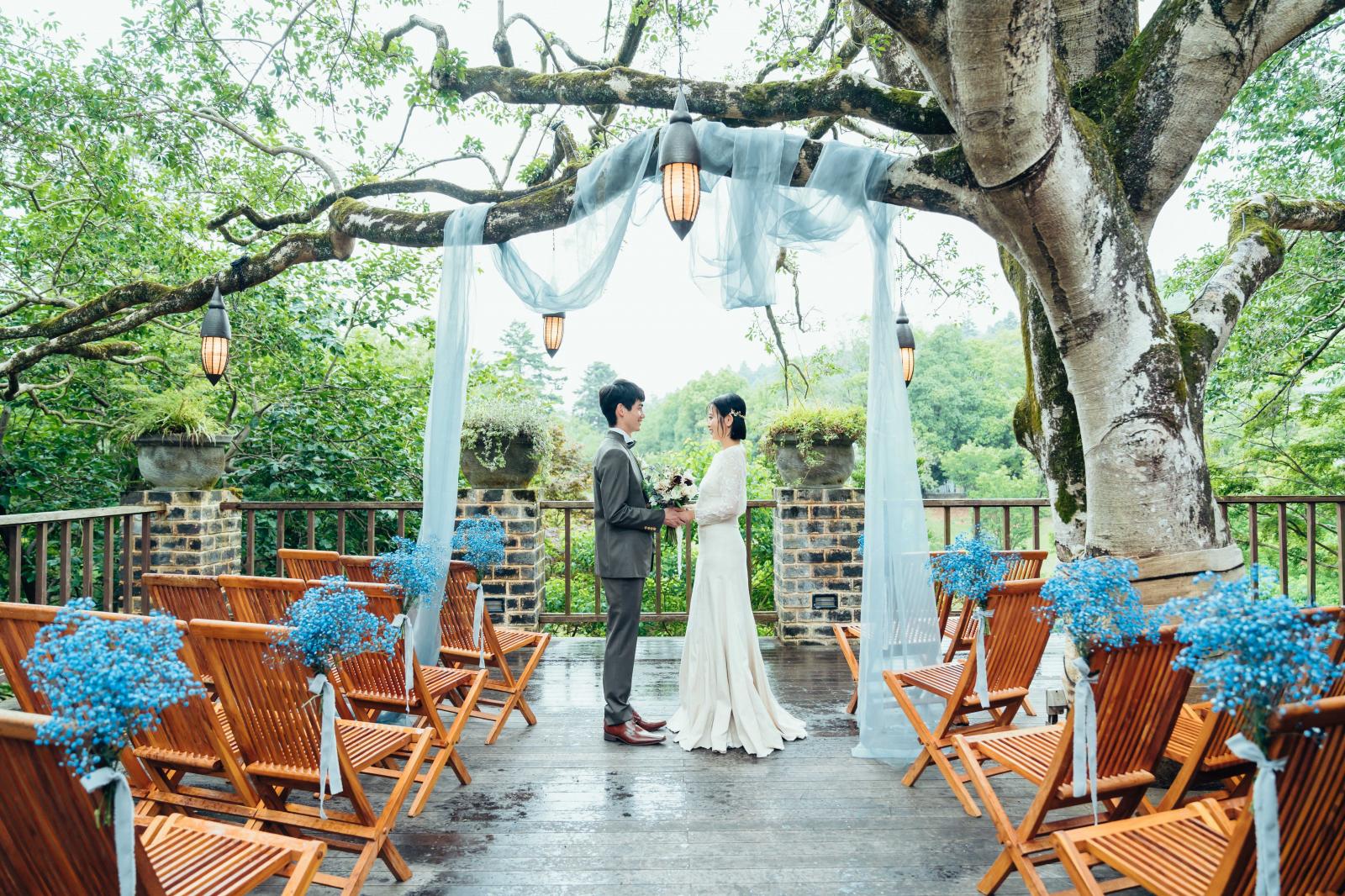 なびく木々に背中を押され、おふたりの誓いを結ぶ特別な場所