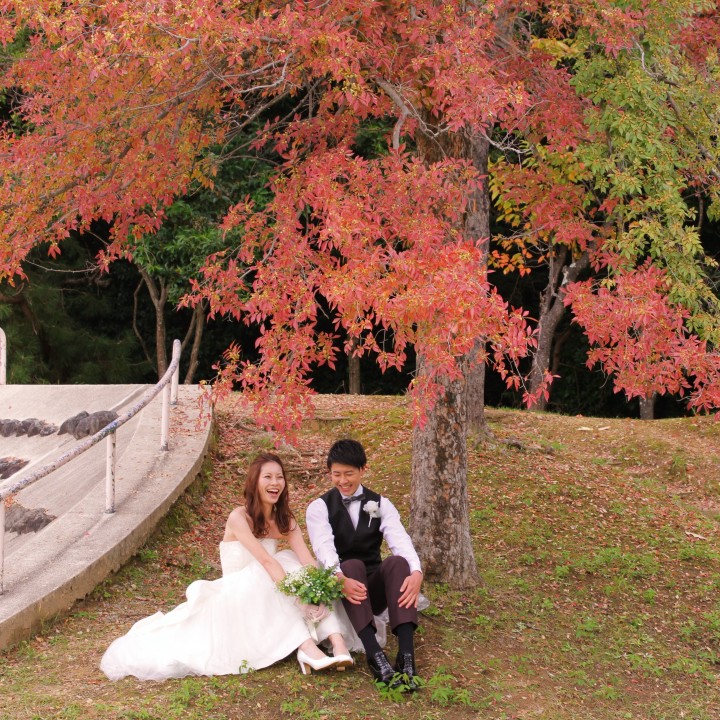紅葉シーズンに公園で♪