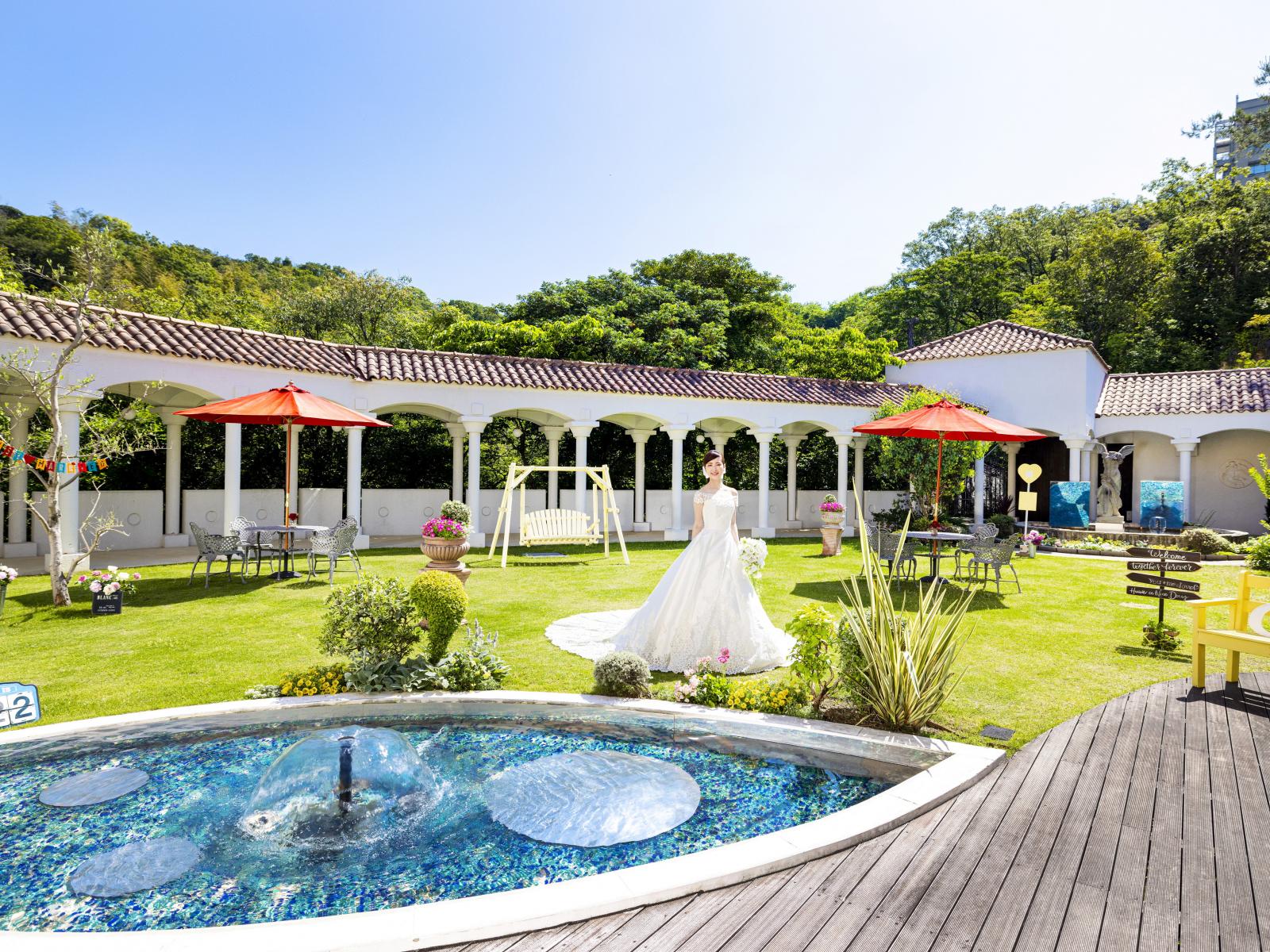 ガーデンで撮影すれば解放感のある写真に仕上がります