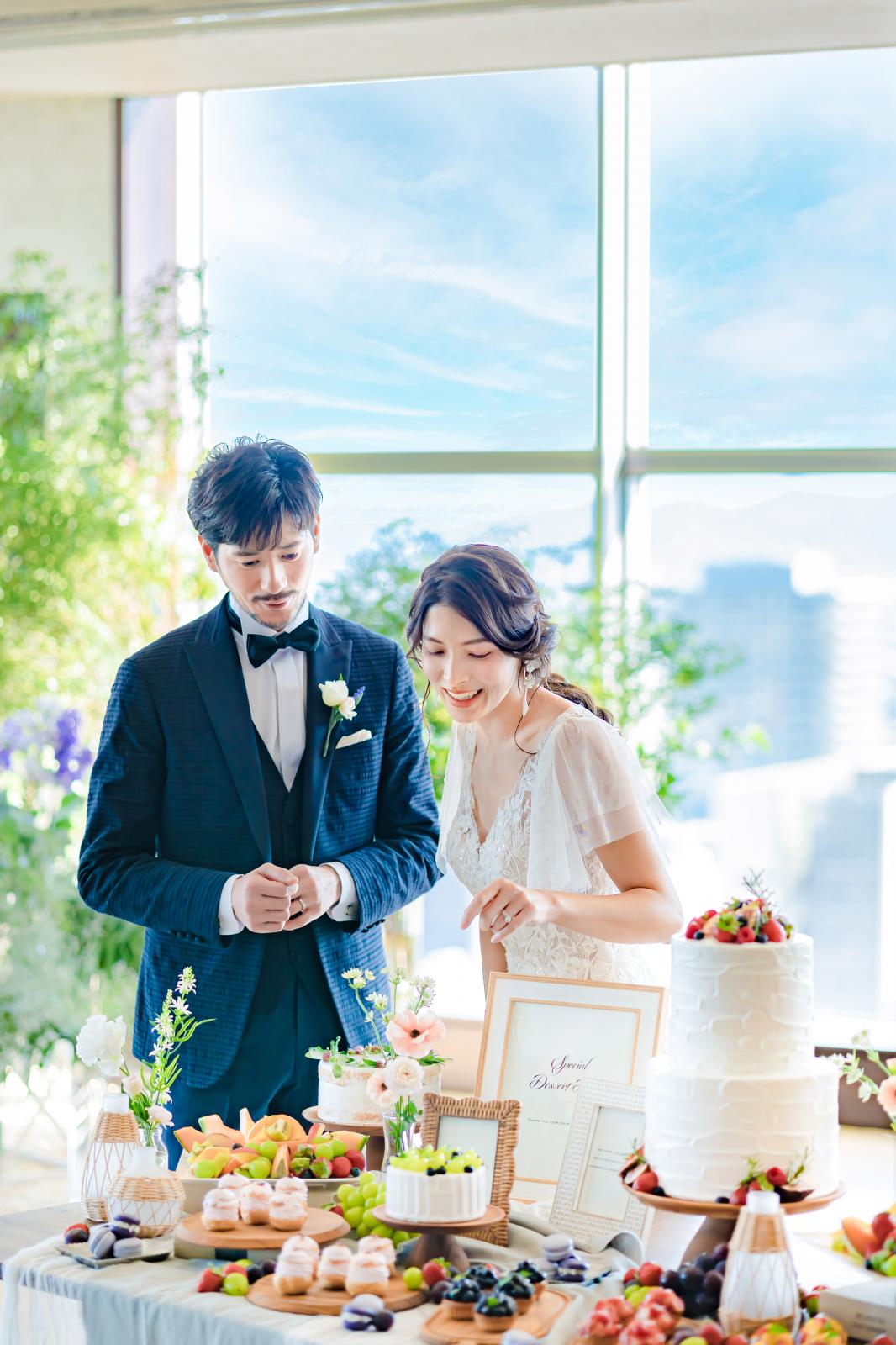 デザートは岡山産のフルーツをたくさんあしらったビュッフェでおもてなし