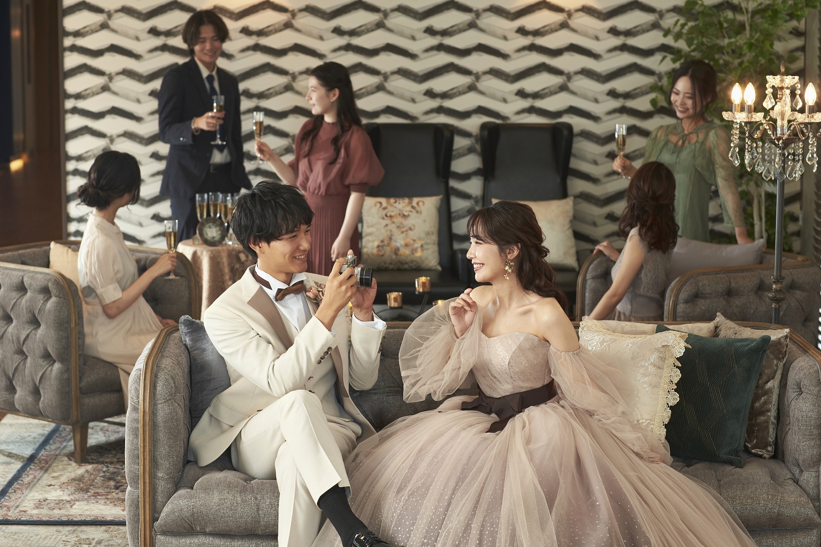 ゲストの方は挙式までのお時間<br />
ロビーでゆっくり過ごしていただけます