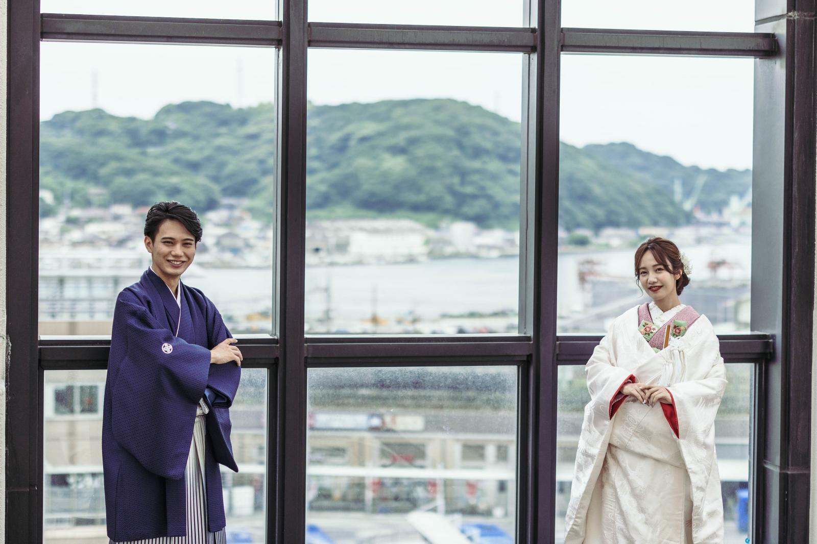 館内でも映える和装