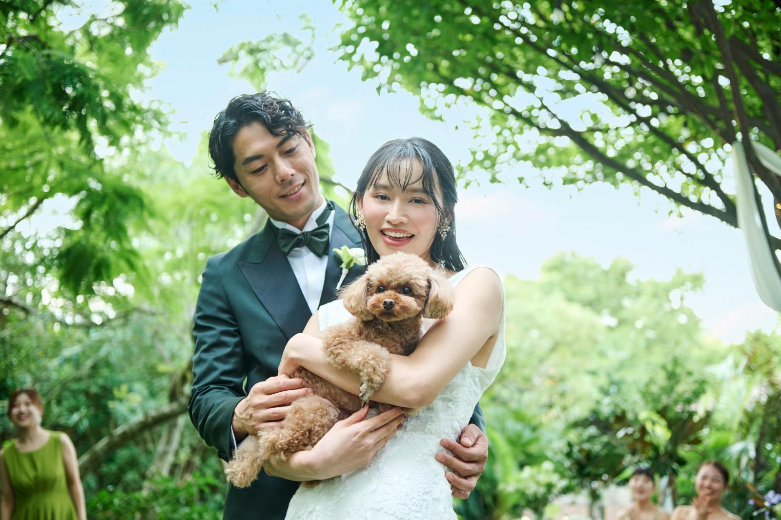 ガーデン付きだから、披露宴中も愛犬と一緒に過ごせる♪