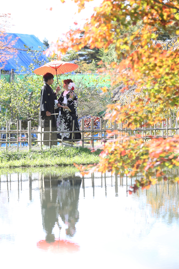 紅葉と和装の組み合わせも相性抜群