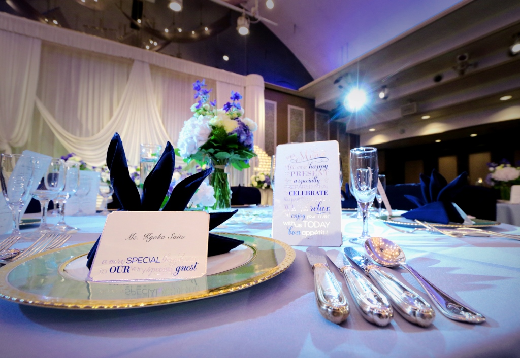 テーブルコーディネートで会場全体のイメージアップを♪