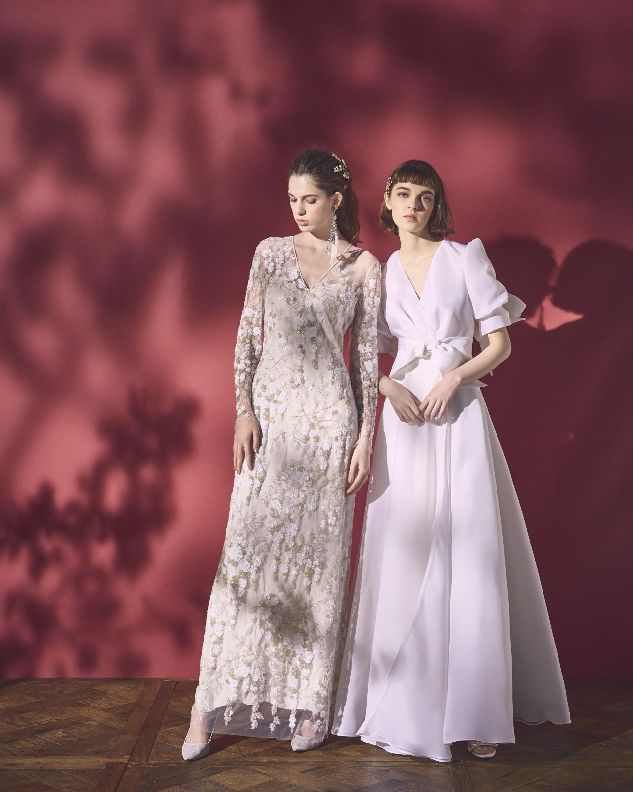 アイボリーとシルバーゴールドから生まれる、ニュアンスの色彩が圧倒的な 1 着です