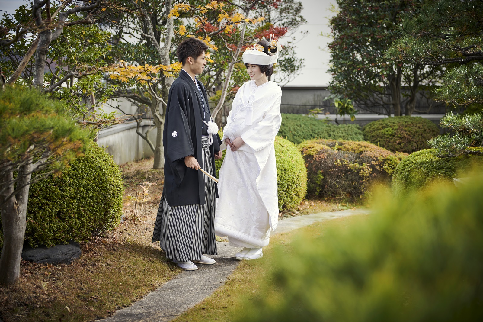 館内にある日本庭園で思い出の季節を残して