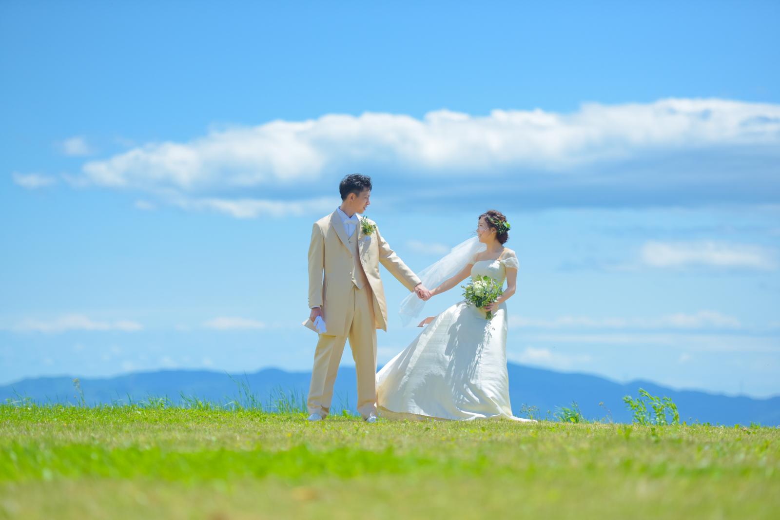 青い空と緑の芝生のコントラストが絶妙ですね<br />
このロケーションはここでしか見られませんね！